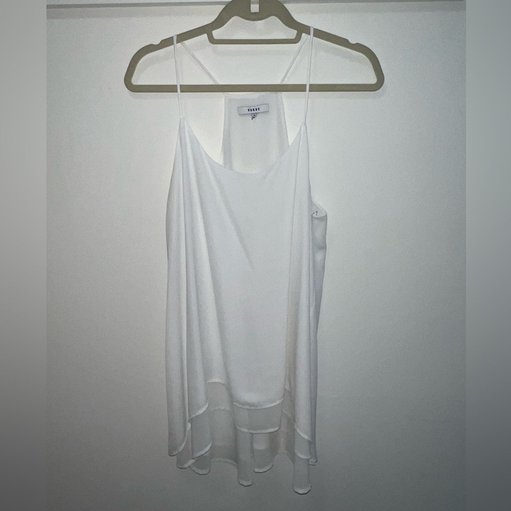 Ro & De White Flowy Tank Top, Size Medium